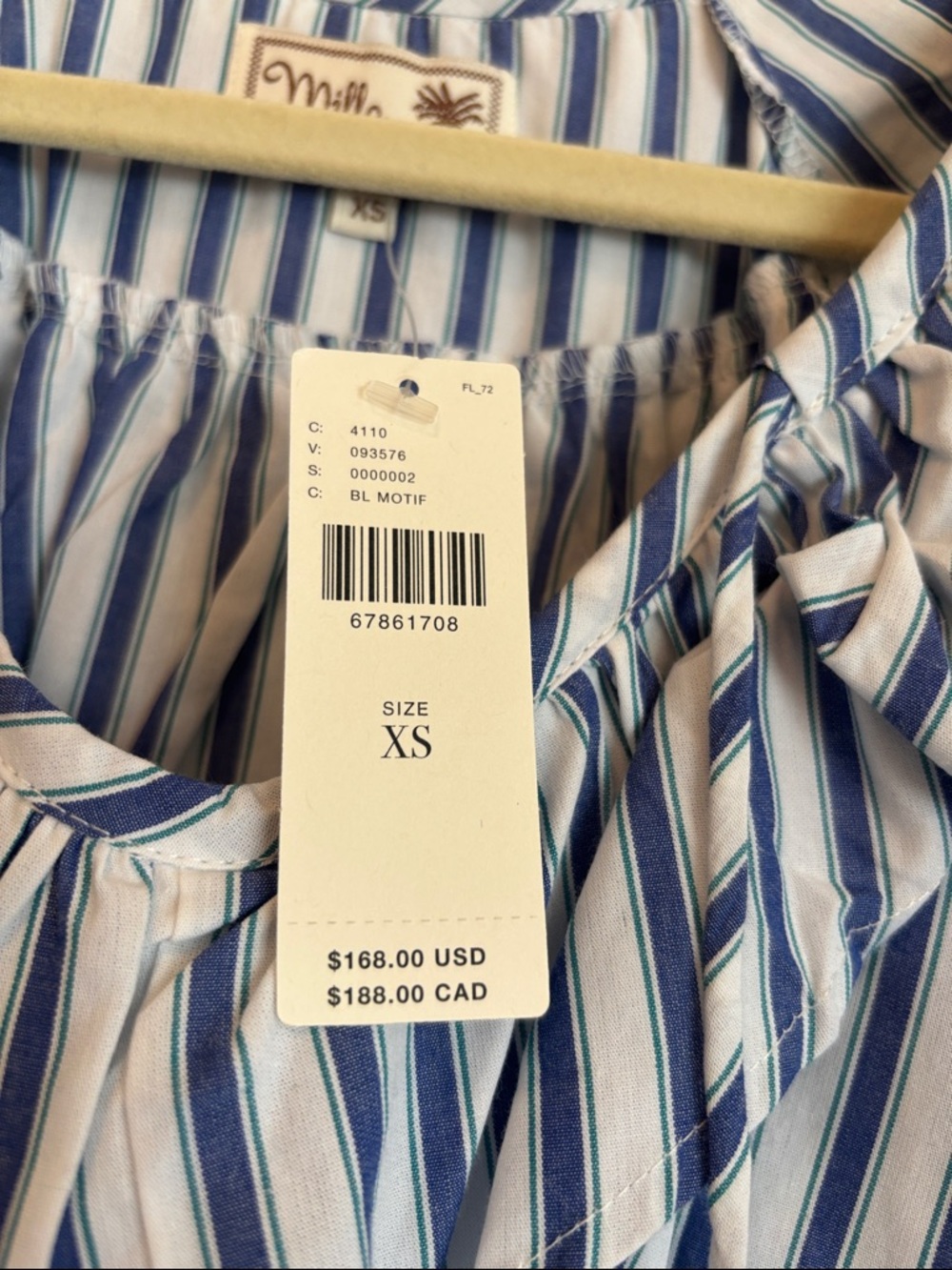 Mille Owen Blue & White Striped Ruffle Blouse - Picture 3 of 5